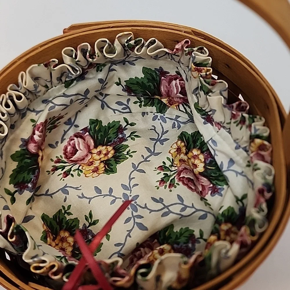 Longaberger Mothers Day Handwoven 1998 Basket Natural Brown W/ Floral Liner